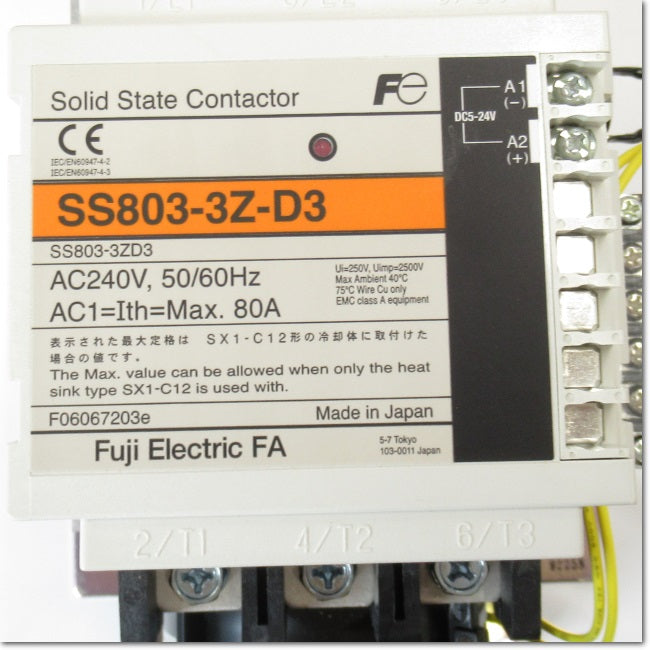 Japan (A)Unused,SS803-3Z-D3/F-A4 三極ソリッドステートコンタクタ DC5-24V ,Solid State Relay  / Contactor ,Fuji