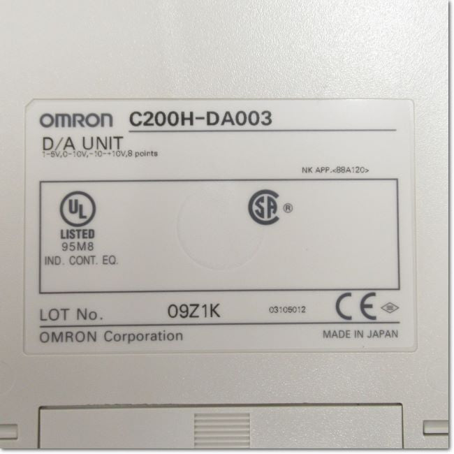 新品【東京発☆適格請求書☆税込】OMRON/オムロン C200H-DA001 アナログ出力ユニット【