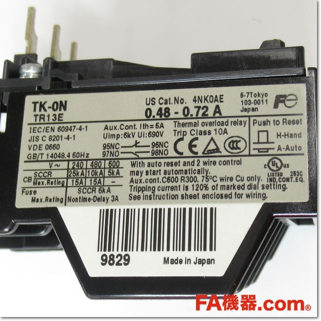 Japan (A)Unused,TK-0N 0.48-0.72A サーマルリレー,อะไหล่เครื่องจักร