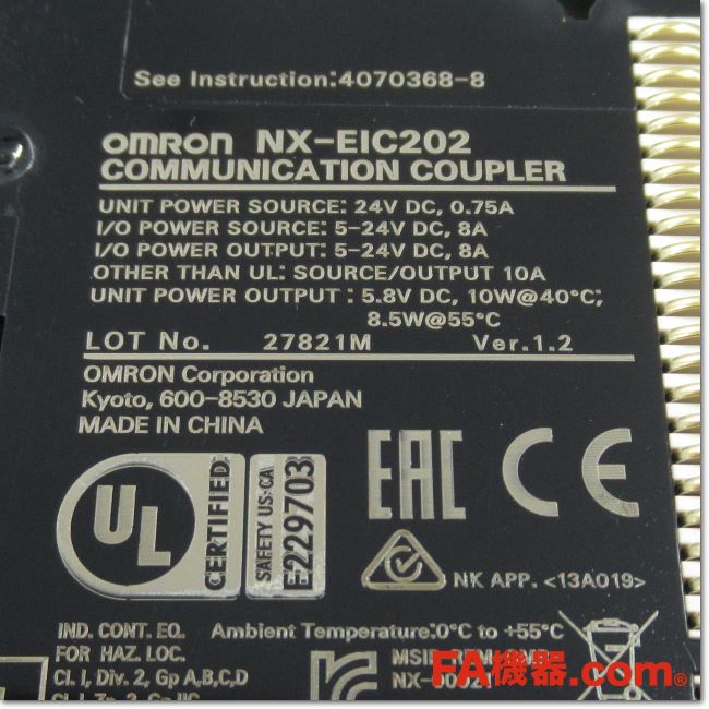 Japan (A)Unused,NX-EIC202 EtherNet/IP カプラユニットVer.1.2,อะไหล่