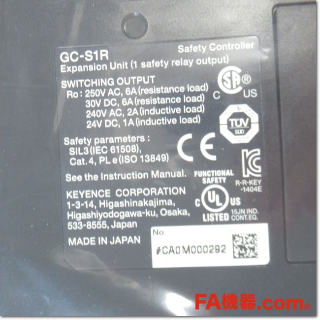 Japan (A)Unused,GC-S1R セーフティコントローラ 安全リレー出力