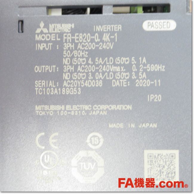 Japan (A)Unused,FR-E820-0.4K-1 インバータ 三相200V  モニタ出力FMタイプ,อะไหล่เครื่องจักร,Machine Parts,มือสอง,Secondhand – 