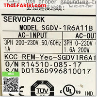 (D)Used*, SGDV-1R6A11B Servo Pack, เซอร์โวแพ็ค สเปค 3PH 200V, YASKAWA