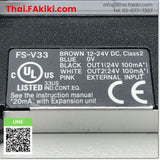 (C)Used, FS-V33 Digital Fiber Optic Sensor Amplifier, เครื่องขยายสัญญาณดิจิตอลไฟเบอร์ออปติกเซนเซอร์ สเปค PNP, KEYENCE