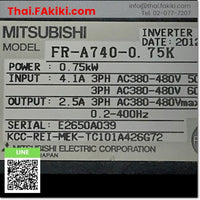 (C)Used, FR-A740-0.75K Inverter, อินเวอร์เตอร์ สเปค 3PH AC400V 0.75kW, MITSUBISHI