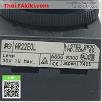 (C)Used, AR22E0L-11H3G illuminated pushbutton switch, สวิตช์ปุ่มกดที่มีหลอดสัญญาณติดอยู่ สเปค φ22 1a 1b AC100V, FUJI