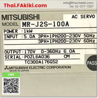 (C)Used, MR-J2S-100A Servo Amplifier, ชุดควบคุมการขับเคลื่อนเซอร์โว สเปค AC200V 1.0kW, MITSUBISHI