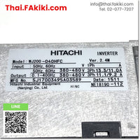 (B)Unused*, WJ200-040HFC Inverter, Inverter specs 3PH AC400V, HITACHI 