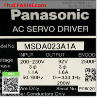 (D)Used*, MSDA023A1A Servo Amplifier, ชุดควบคุมการขับเคลื่อนเซอร์โว สเปค AC200V 0.2kW, PANASONIC