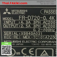 (C)Used, FR-D720-0.4K inverter, อินเวอร์เตอร์ สเปค 3PH AC200-240V, MITSUBISHI