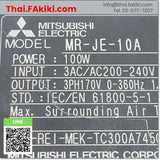 Junk, MR-JE-10A 0.1kW, Servo Amplifier, ชุดควบคุมการขับเคลื่อนเซอร์โว, MITSUBISHI