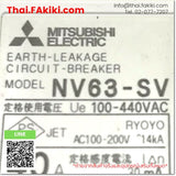 (C)Used, NV63-SV  3P 40A, Earth Leakage Circuit Breaker, เบรกเกอร์โนฟิวส์, MITSUBISHI