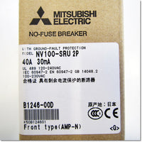 Japan (A)Unused,NV100-SRU 2P 40A 30mA　漏電保護付UL 489Listedノーヒューズ遮断器 ,Earth Leakage Circuit Breaker 2-Pole,MITSUBISHI