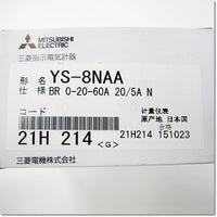 Japan (A)Unused,YS-8NAA 5A 0-20-60A CT 20/5A BR  交流電流計 赤針 3倍延長  82x82mm ,Ammeter,MITSUBISHI