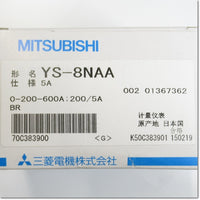 Japan (A)Unused,YS-8NAA 5A 0-200-600A CT 200/5A BR   交流電流計 角形計器　3倍延長赤針付き ,Ammeter,MITSUBISHI