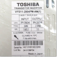 Japan (A)Unused,VFS11-2004PM-AN　多機能・小形インバータ 0.4kW 三相200-240V ,TOSHIBA,TOSHIBA