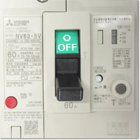 Japan (A)Unused,NV63-SV,3P 60A 100/200/500mA Japanese Earth Leakage Breaker 3-Pole,MITSUBISHI 