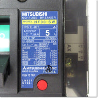 Japan (A)Unused,NF30-SW 2P 5A AX-1RS SLT  ノーヒューズ遮断器 補助スイッチ付き ,MCCB 2-Pole,MITSUBISHI