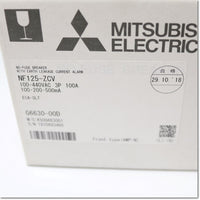 Japan (A)Unused,NF125-ZCV,3P 100A 100/200/500mA　ECA-SLT  漏電アラーム遮断器 漏電アラーム出力端子台付き ,MCCB 3 Poles,MITSUBISHI