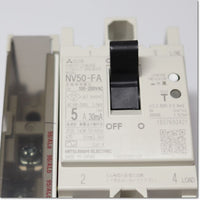 Japan (A)Unused,NV50-FA,2P 5A 30mA AL-SLT  漏電遮断器 警報スイッチ付き ,Earth Leakage Circuit Breaker 2-Pole,MITSUBISHI