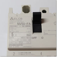 Japan (A)Unused,NV50-FA,3P 5A 30mA AL Japanese automatic circuit breaker,Earth Leakage Circuit Breaker 2-Pole,MITSUBISHI 