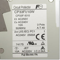 Japan (A)Unused,CP33FI/10W 3P 10A  サーキットプロテクタ　瞬時形　補助スイッチ付き ,Circuit Protector 3-Pole,Fuji