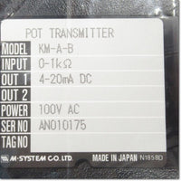 Japan (A)Unused,KM-A-B　ポテンショメータ変換器 AC100V 入力信号：0-1kΩ ,Signal Converter,M-SYSTEM