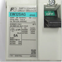 Japan (A)Unused,EW32SAG,3P 5A 30mA 4B  漏電遮断器 ,Earth Leakage Breaker 3-Pole,Fuji
