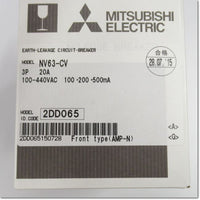 Japan (A)Unused,NV63-CV,3P 20A 100/200/500mA Japanese Earth Leakage Breaker 3-Pole,MITSUBISHI 