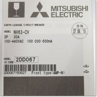 Japan (A)Unused,NV63-CV,3P 30A 100/200/500mA  漏電遮断器 ,Earth Leakage Breaker 3-Pole,MITSUBISHI
