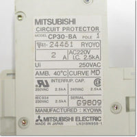 Japan (A)Unused,CP30-BA,1P 1-MD 2A  サーキットプロテクタ 中速形イナーシャルディレイ付 ,Circuit Protector 1-Pole,MITSUBISHI