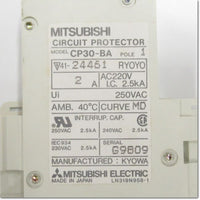 Japan (A)Unused,CP30-BA,1P 1-MD 2A Japanese circuit protector ,Circuit Protector 1-Pole,MITSUBISHI 