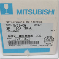 Japan (A)Unused,NV63-CW,3P 30A 30mA Japanese Earth Leakage Breaker 3-Pole,MITSUBISHI 