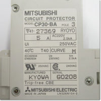 Japan (A)Unused,CP30-BA,3P 1-M 5A circuit protector 3-Pole,MITSUBISHI 