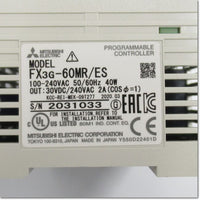 Japan (A)Unused,FX3G-60MR/ES  シーケンサ基本ユニット AC100-240V ,Main Module,MITSUBISHI