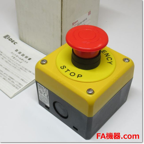 Japan (A)Unused,FB1W-HW1B-V401R-Y1  φ22 樹脂製コントロールボックス 非常停止用押ボタンスイッチ 1b プッシュロックターンリセット