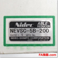 Japan (A)Unused,NEVSC-5B-200  エイブル減速機 減速比5　200W フランジ取付 キー付 ,Reduction Gear (GearHead),NIDEC-SHIMPO