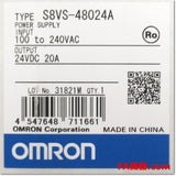 Japan (A)Unused,S8VS-48024A  スイッチング・パワーサプライ カバー付タイプ DC24V 20A ,DC24V Output,OMRON