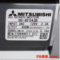 Japan (A)Unused,HC-KFS43B  ACサーボモータ 400W 200V ブレーキ付き ,MR-J2S,MITSUBISHI
