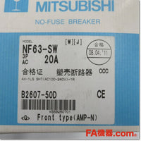 Japan (A)Unused,NF63-SW 3P 20A AX-1LS SHT(AC100-240V)-1R  ノーヒューズ遮断器　補助スイッチ、電圧引きはずし装置付き ,MCCB 3 Poles,MITSUBISHI