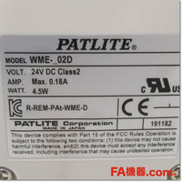 Japan (A)Unused,WME-402D-RYBG　LED壁面取付け積層信号灯 DC24V ,Laminated Signal Lamp <Signal Tower>,PATLITE