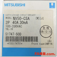 Japan (A)Unused,NV50-CSA 2P 40A 30mA TBL-1R Japanese equipment,Earth Leakage Circuit Breaker 2-Pole,MITSUBISHI 