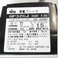 Japan (A)Unused,GP32CJ2P15AF30 分岐用漏電ブレーカ 2P 15A 30mA,Earth Leakage Circuit Breaker 2-Pole,NITTO