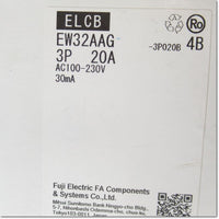 Japan (A)Unused,EW32AAG-3P020 4B 漏電遮断器 3P 20A 30mA,Earth Leakage Breaker 3-Pole,Fuji 