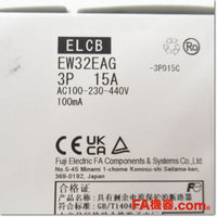 Japan (A)Unused,EW32EAG-3P015 漏電遮断器 3P 15A 100mA,Earth Leakage Breaker 3-Pole,Fuji