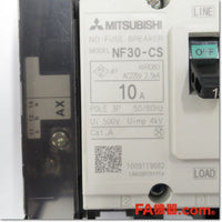 Japan (A)Unused,NF30-CS 3P 10A AX-1L SLT Japanese equipment,MCCB 3 Poles,MITSUBISHI 