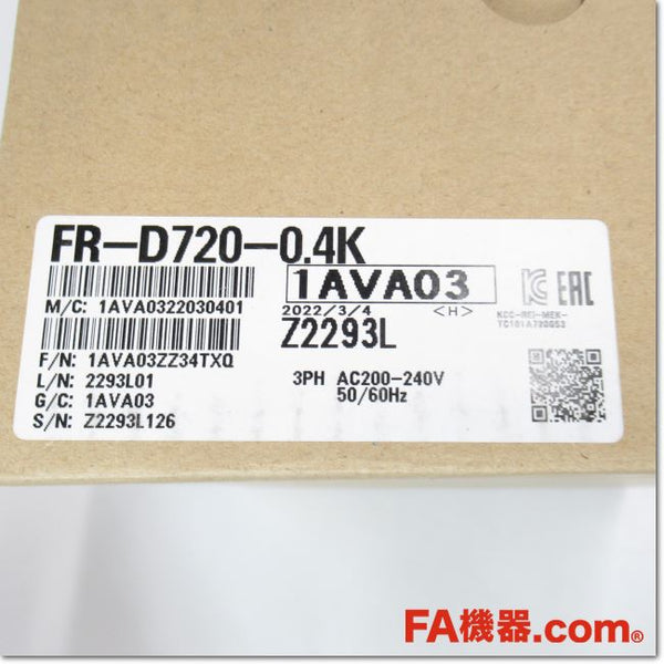 Japan (A)Unused Sale,FR-D720-0.4K インバータ 三相200V,อะไหล่