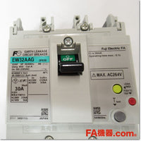 Japan (A)Unused,EW32AAG-3P030 4B 漏電遮断器 3P 30A 30mA,Earth Leakage Breaker 3-Pole,Fuji