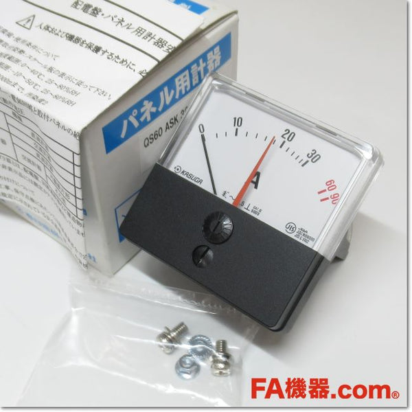 Japan (A)Unused,QS60 ASK 30N パネル用計器 交流電流計 30A 0-30-90A  直接接続タイプ 三倍延長 赤針付き