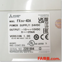 Japan (A)Unused,FX3U-4DA アナログ出力用アダプタ 4ch Ver.1.00,Analog Module,MITSUBISHI